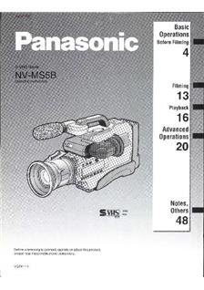 Panasonic NV MS 5 B manual. Camera Instructions.